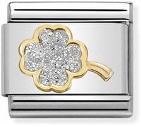 Nomination CLASSIC Gold Glitter 4-Leaf Clover Charm 030220/03 *