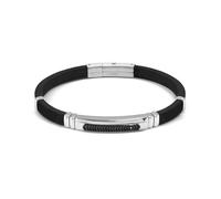Nomination Gents City Black PVD White CZ Black Rubber & Stainless Steel Bracelet 3.5 x 0.7cm, 19-21cm