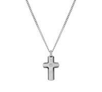 Nomination Gents Strong Diamond Black PVD Geometric White Diamond Cross Necklace 1.2 x 1.5cm, 55cm