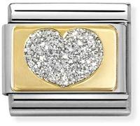 Nomination Glitter Gold Silver Heart Charm