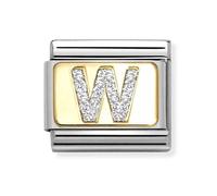 Nomination Glitter W Initial Yellow Gold Charm