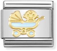 Nomination Gold Blue Pram Charm
