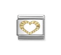 Nomination Heart with Etched Detail Yellow Gold Charm