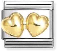 Nomination Gold Double Hearts Charm