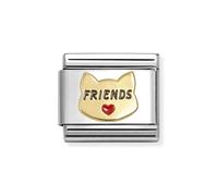 Nomination Gold 'Friends' Red Heart Cat Charm
