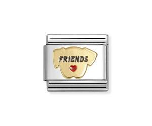 Nomination Gold 'Friends' Red Heart Dog Charm