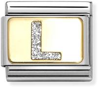 Nomination Glitter L Initial Yellow Gold Charm