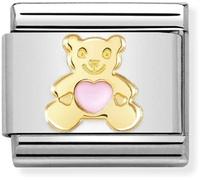 Nomination Gold Pink Teddy Bear Charm - Stainless Steel