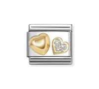 Nomination Gold Raised Heart and Glitter Heart Charm