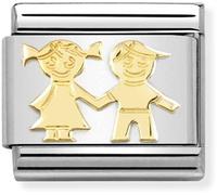 Nomination CLASSIC Composable Yellow Gold Brother & Sister Charm 030162/69