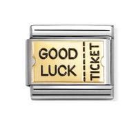 Nomination CLASSIC Stainless Steel 18ct Yellow Gold Good Luck Fortune Card Charm 030284/72