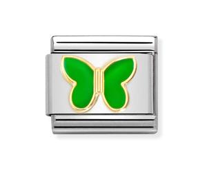 Nomination Green Butterfly Yellow Gold Charm