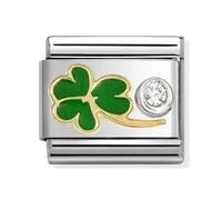 Nomination Green Clover with CZ Gold & Silver Charm
