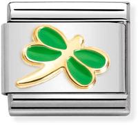 Nomination CLASSIC Composable Gold Green Enamel Dragonfly Charm 030285/56