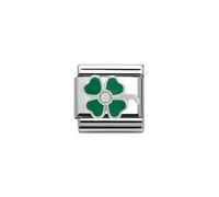 Nomination Green Four Leaf Clover CZ Silver Shine