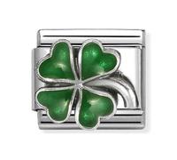 Nomination Silver Green Four-Leaf Clover Charm