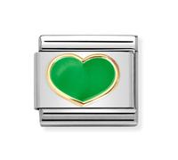 Nomination Green Heart Yellow Gold Charm