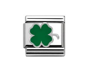 Nomination Green Shamrock Clover Silver Shine Charm