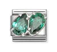 Nomination Silver Green CZ Double Drop Charm