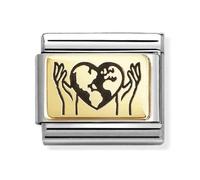 Nomination Hands with Globe Yellow Gold Charm