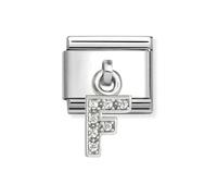 Nomination Hanging CZ F Initial Silver Shine Charm