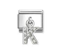 Nomination Hanging CZ K Initial Silver Shine Charm