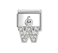 Nomination Hanging CZ W Initial Silver Shine Charm