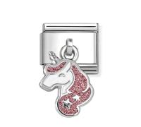 Nomination Hanging Pink Glitter Unicorn Silver Shine Charm