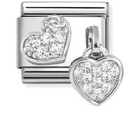 Nomination Stainless Steel & Silver Cubic Zirconia Double Heart Charm 331817/15