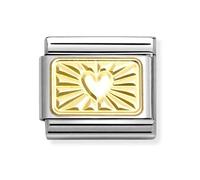 Nomination Heart On Etched Plate Yellow Gold Charm