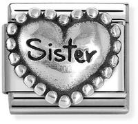 Nomination CLASSIC Silvershine Silver Beaded Heart Sister Charm 330101/81