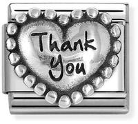 Nomination CLASSIC Silvershine Silver Beaded Heart Thank You Charm 330101/83