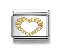 Nomination Heart with Etched Detail Yellow Gold Charm
