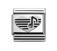 Nomination Heart With Musical Note Silver Shine