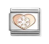 Nomination Rose Gold Heart White Snowflake Charm