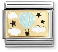 Nomination CLASSIC Stainless Steel 18ct Yellow Gold Blue Hot Hair Balloon Charm 030289/17