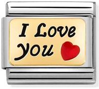 Nomination I Love You with Red Heart Yellow Gold Charm