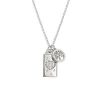 Nomination - "Let There Be Love.. Talisman Necklace in Rhodium-Plated 925 Sterling Silver with White Cubic Zirconia and Heart & Tree of Life Charm with Rose Quartz, Adjustable Length 42-47 cm