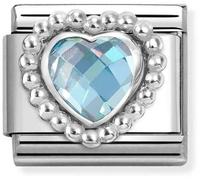 Nomination CLASSIC Silvershine Light Blue Cubic Zirconia Heart Beaded Setting Charm 330606/006