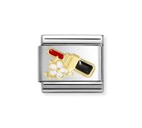 Nomination Red Lipstick with Flower Yellow Gold Charm
