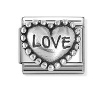 Nomination Love Beaded Trim Heart Silver Shine Charm