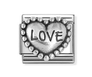 Nomination Love Beaded Trim Heart Silver Shine Charm