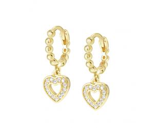 Nomination Lovecloud CZ Heart Gold Tone Sterling Silver Drop Earrings 0.7x0.7cm, 1cm
