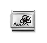 Nomination March Flower Plate Silver Shine Charm