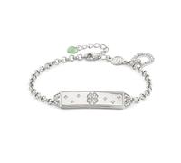 Nomination - "May Luck Be On... Charm Bracelet in 925 Sterling Silver, with White Cubic Zirconia and Green Charm, Lucky Four-Leaf Clover Design, Gift Idea, Adjustable Length 15.5-19 cm