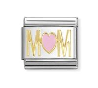 Nomination MOM Pink Heart Yellow Gold Charm
