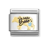 Nomination Mum Bear with Blue Heart Yellow Gold Charm