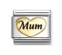 Nomination Mum Heart Black Writing Yellow Gold Charm