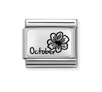 Nomination October Flower Plate Silver Shine Charm