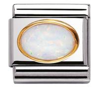 Nomination CLASSIC Gold Oval Stones White Opal Charm 030502/07